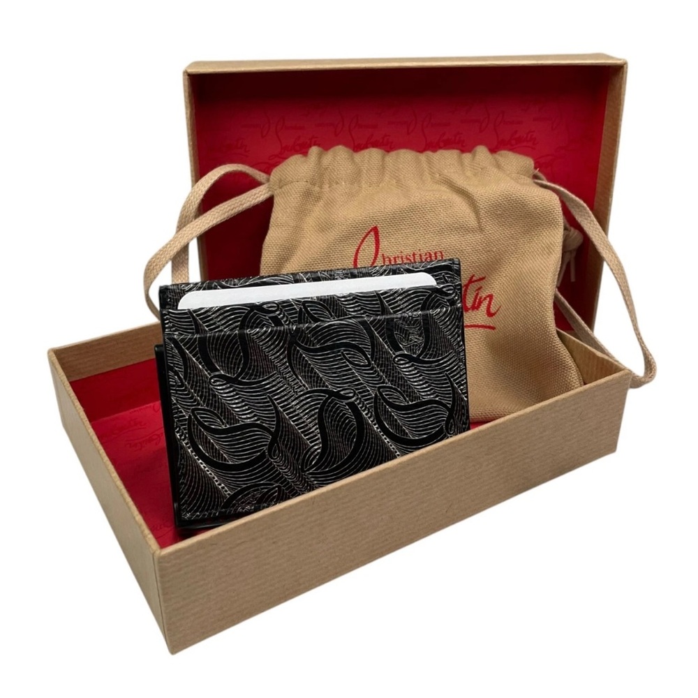 Christian Louboutin Signature Metallic Monogram Print Leather Card Case - Picture 5 of 15